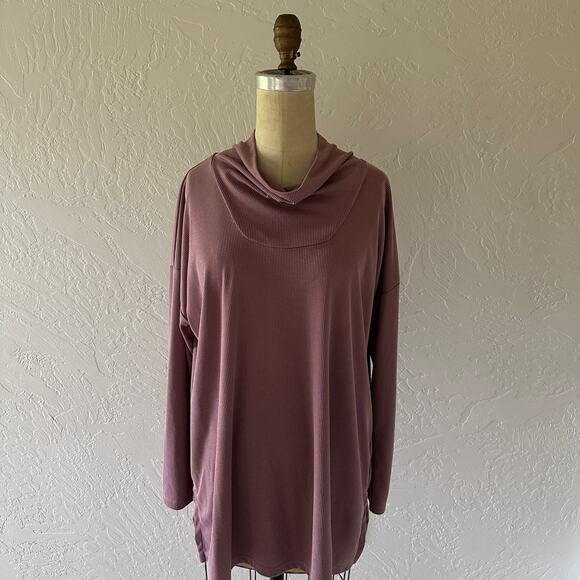 J JILL Pure Jill Womens Ribbed Knit Cowl Neck Tunic Large Modal Lagenlook Mature - Picture 1 of 11